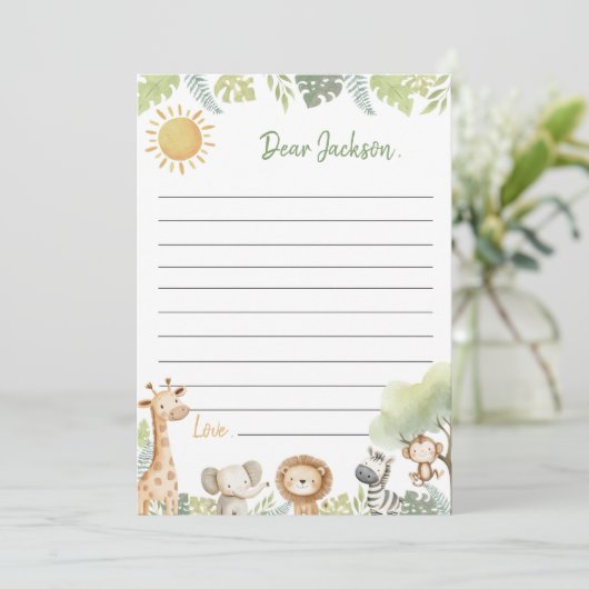 Jungle Animals Time Capsule Note Card Dankeskarte (Stehend Vorderseite)