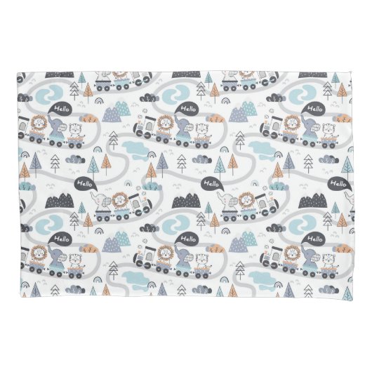 Jungle Animals Train Baby Kleinkind Boy Kissenbezug (Vorderseite)