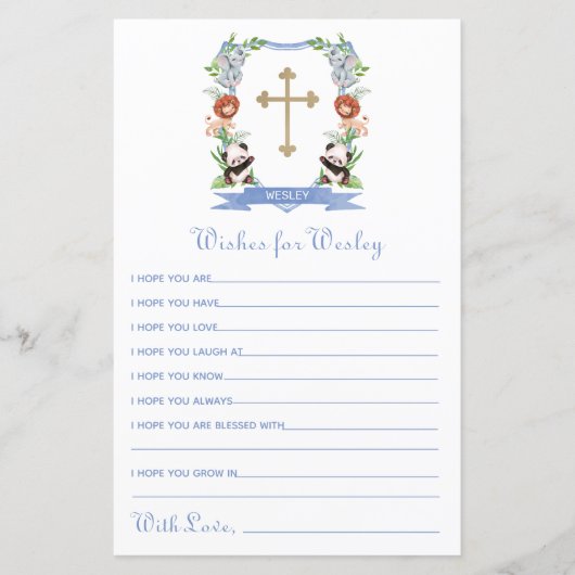 Jungle Animals Wappen Taufe Wünsche für Baby (Vorderseite)