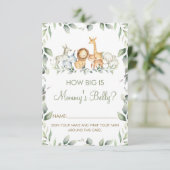 Jungle Animals Wie groß ist Mama's Bauch Game Card Einladung (Stehend Vorderseite)