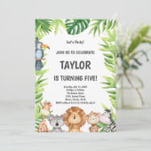 Jungle Animals Wild Party Card für Kinder Einladung (Stehend Vorderseite)