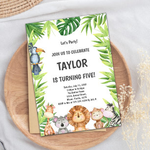 Jungle Animals Wild Party Card für Kinder Einladung