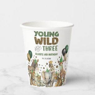 Jungle Animals Young Wild & Three 3. Geburtstag Pappbecher