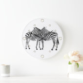 Jungle Animals Zebra Wall Clock Große Wanduhr (Zuhause)