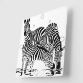 Jungle Animals Zebra Wall Clock Quadratische Wanduhr (Winkel)