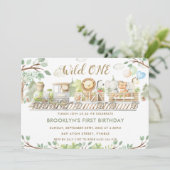 Jungle Animals Züge Grüne Wild Einen Geburtstag Einladung (Stehend Vorderseite)