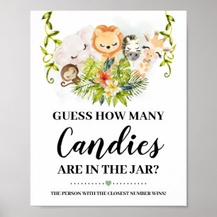 Jungle Animas Wie viele Candies Baby Duschgame Poster