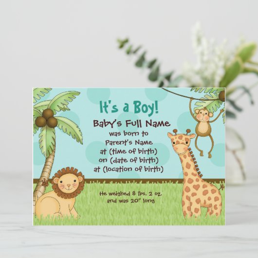 Jungle Babies - Ankündigung der Geburt (Stehend Vorderseite)