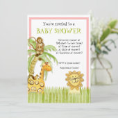 Jungle Babies, Boy Baby Shower Einladung - Grün (Stehend Vorderseite)