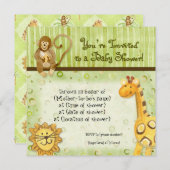 Jungle Babies, Boy Baby Shower Einladung - Grün (Vorne/Hinten)