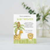 Jungle Babies, Boy Baby Shower Einladung - Grün (Stehend Vorderseite)