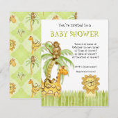 Jungle Babies, Boy Baby Shower Einladung - Grün (Vorne/Hinten)