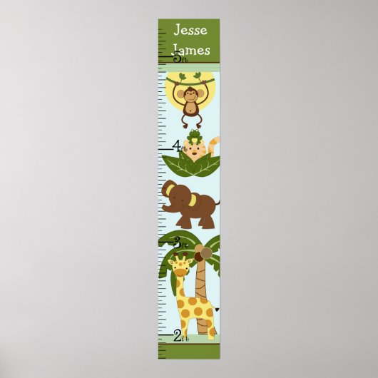 Jungle Babies Growth Chart Behielt auf 8x44! Poster (Vorne)