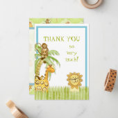 Jungle Babies, Junge Dankeschön Mitteilungskarte (Vorderseite/Rückseite Beispiel)