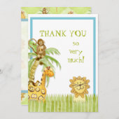 Jungle Babies, Junge Dankeschön Mitteilungskarte (Vorne/Hinten)