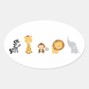 Jungle Babies Ovaler Aufkleber