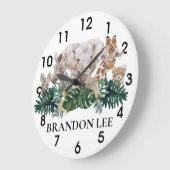 Jungle Babies Safari Afrikanischer Elefant Persona Große Wanduhr (Winkel)