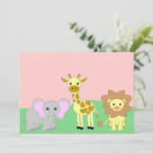 Jungle Baby Animals Baby Shower Einladungen Blank (Stehend Vorderseite)