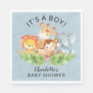 Jungle Baby Animals Boys Babydusche Serviette