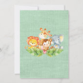 Jungle Baby Animals Neutral Baby Dusche Einladung (Rückseite)