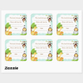 Jungle Baby Dusche Buchzeichen Aufkleber blau (Blatt)