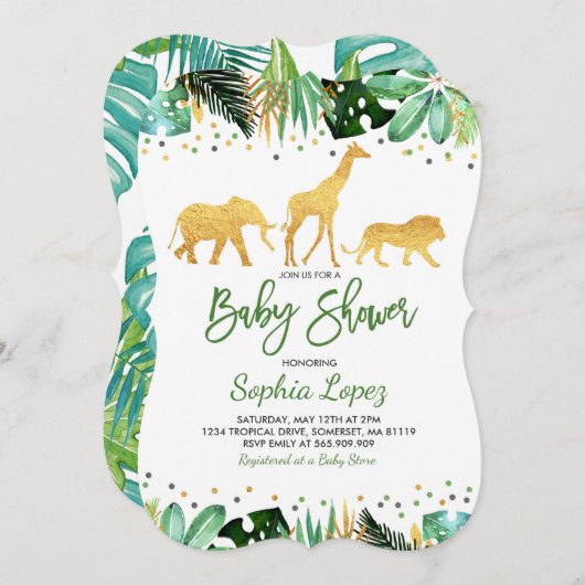 Jungle Baby Dusche Einladung Tropical Baby Dusche (Vorne/Hinten)