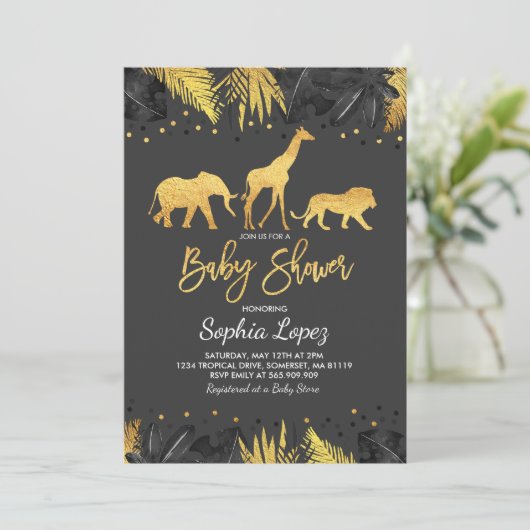 Jungle Baby Dusche Einladung Tropical Baby Dusche (Stehend Vorderseite)