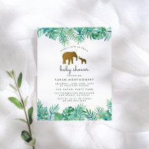 Jungle Baby Dusche: Gold Elephant & Tropical Blätt