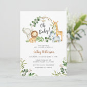 JUNGLE Baby-Dusche I Einladung (Stehend Vorderseite)