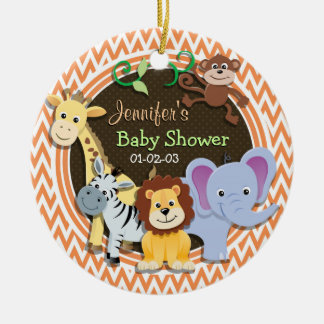 Jungle Baby Dusche; Orange und Weiß Zickzack Keramik Ornament