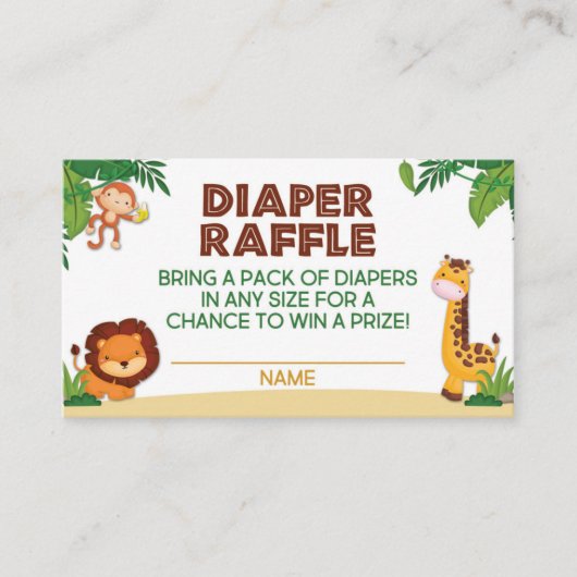 Jungle Baby Duwer Diaper Raffekarte Begleitkarte (Vorderseite)