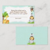 Jungle Baby Duwer Diaper Raffle Ticket blau Begleitkarte (Vorne/Hinten)