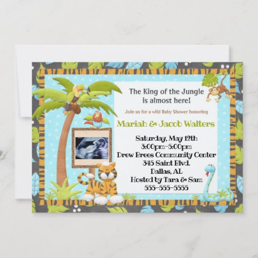 Jungle Baby Duwer Einladung (Vorderseite)