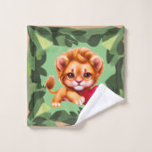 Jungle Baby Lion mit einem roten Herz Badhandtuch Set (Waschlappen)