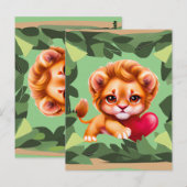 Jungle Baby Lion mit einem roten Herz Postkarte (Vorne/Hinten)