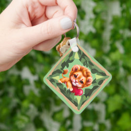 Jungle Baby Lion mit einem roten Herz Schlüsselanhänger
