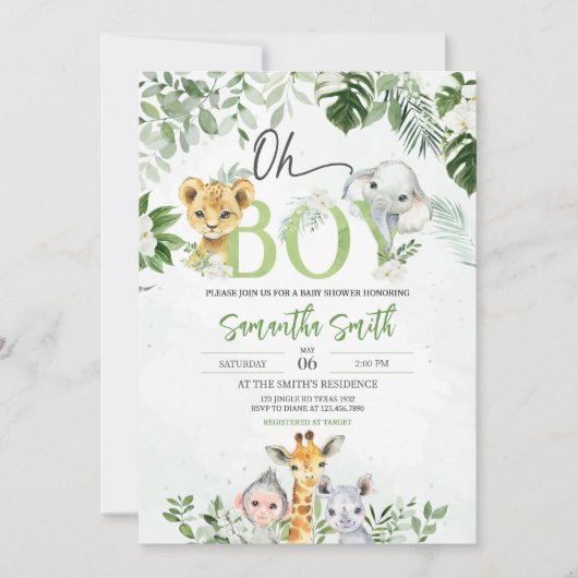 Jungle Baby Shower Einladung (Vorderseite)