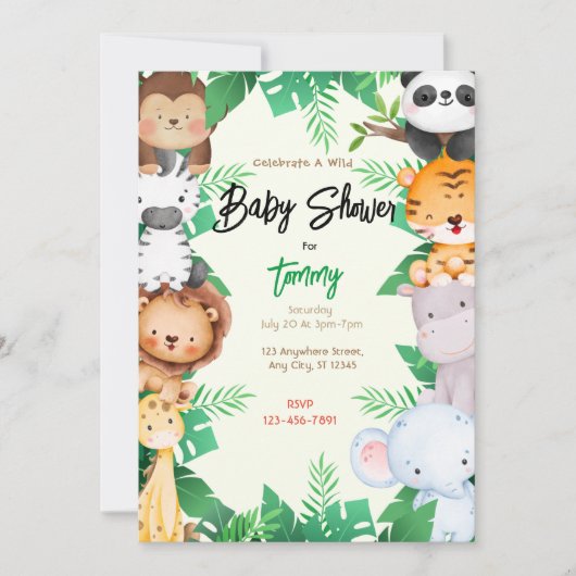 Jungle Baby Shower Einladung (Vorderseite)
