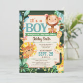 Jungle Baby Shower Einladung Boy (Stehend Vorderseite)