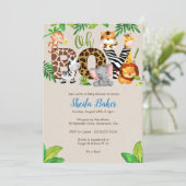 Jungle Baby Shower Einladung - Boy Baby Shower (Stehend Vorderseite)