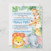 Jungle Baby Shower Einladung, Boy Elephant Baby Einladung (Vorderseite)