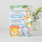 Jungle Baby Shower Einladung, Boy Elephant Baby Einladung (Stehend Vorderseite)