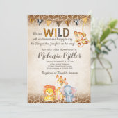 Jungle Baby Shower Einladung, Boy Elephant Baby Einladung (Stehend Vorderseite)