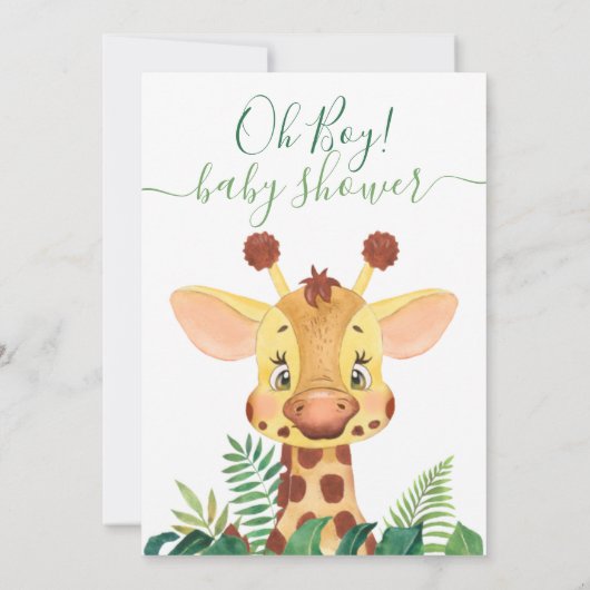 Jungle Baby Shower Giraffe Einladung (Rückseite)