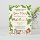 Jungle Baby Shower Invasion, Safari Einladung (Stehend Vorderseite)