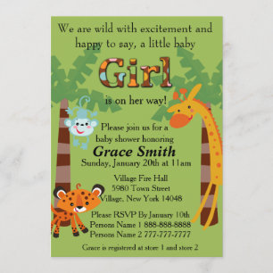 Jungle Baby Shower lädt "Girl" ein Einladung