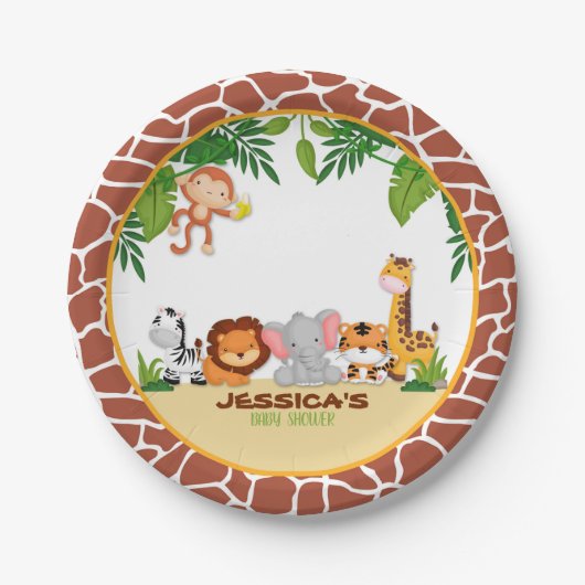 Jungle Baby Shower Paper Plate Pappteller (Vorderseite)