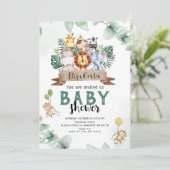 Jungle Baby Shower Party Editable Einladung (Stehend Vorderseite)