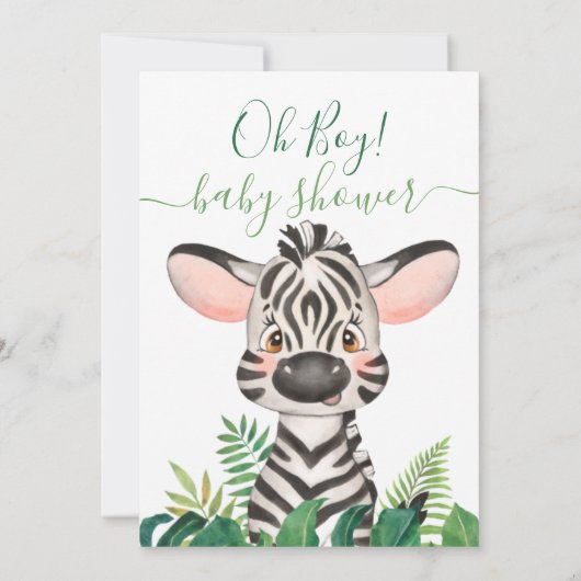 Jungle Baby Shower Zebra Einladung (Rückseite)