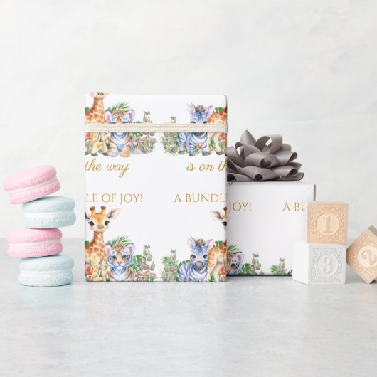 Jungle Baby Zebra Giraffe und Tiger Geschenkpapier (Babyparty)